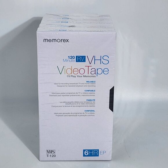 Memorex 5PK 120 Minute RV VHS Video Tape T-120 6HR EP Cassettes Blank New Media - Picture 2 of 7